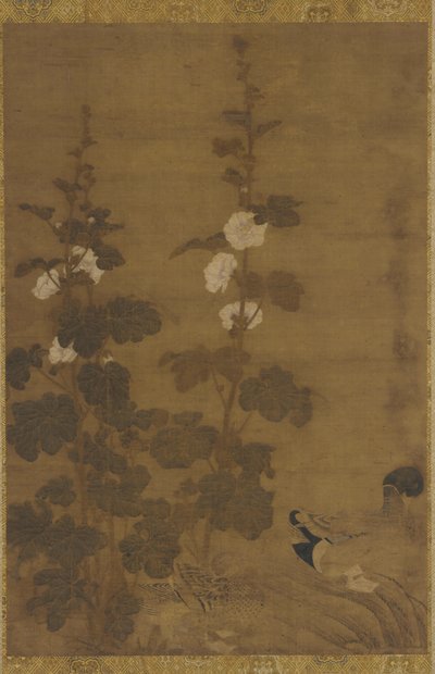 Hollyhocks and Ducks by Unbekannt