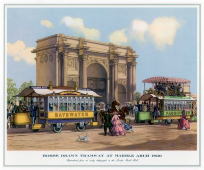 Horse Drawn Tramway at Marble Arch, 1860 by Unbekannt
