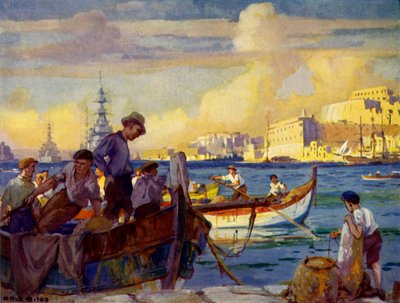 In the Grand Harbour at Valletta, Malta by Unbekannt