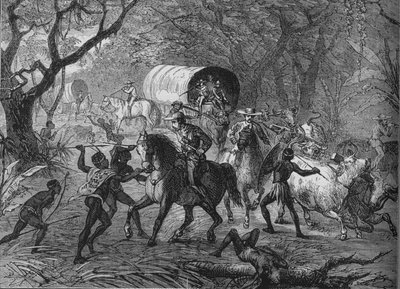Kaffir Attack on an English Convoy, c1880 by Unbekannt