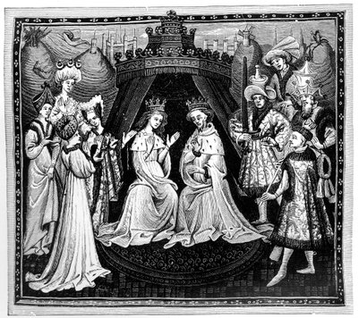 King, Queen, and Court, c1450, 1910 by Unbekannt