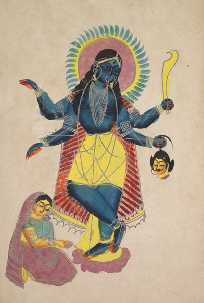Krishna as Kali Worshipped by Radha by Unbekannt