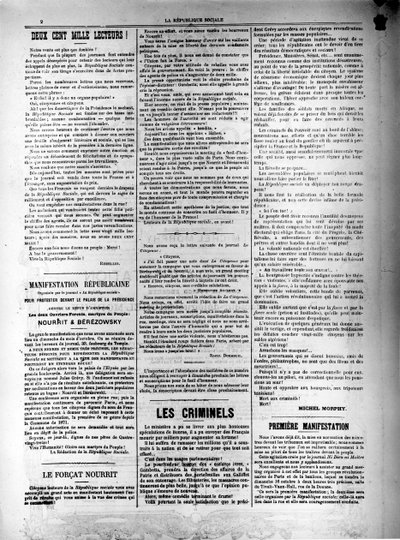 La Republique Sociale newspaper of 13th October 1881 by Unbekannt
