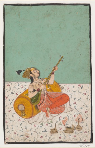 Lady Musician Playing a Sitar by Unbekannt