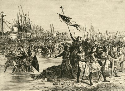 Louis IX. Landing in Egypt, 1249, 1890 by Unbekannt