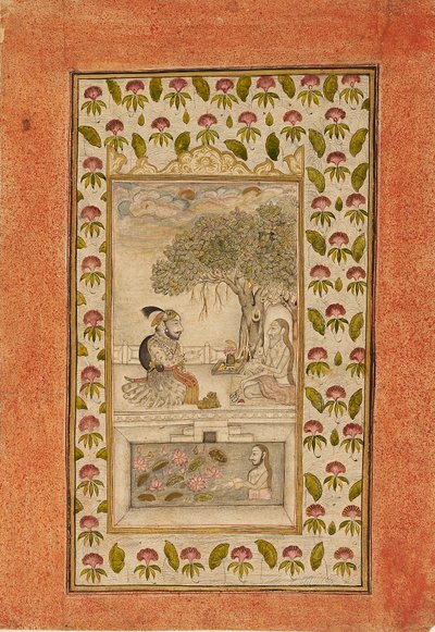 Maharana Sangram Singh II visiting a yogi, 1710-1715 by Unbekannt