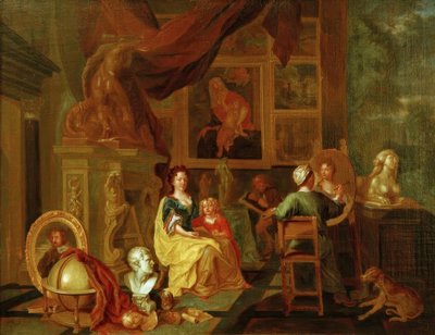 Painter with Family in His Studio by Unbekannt