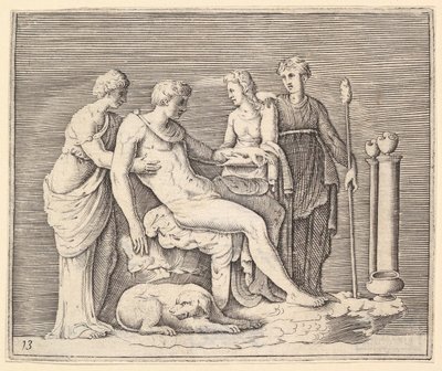Man Attended by Three Women by Unbekannt