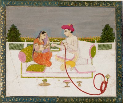 Man and woman with hookah, 18th century by Unbekannt