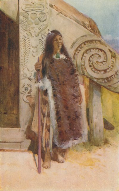 Maori in Native Costume by Unbekannt