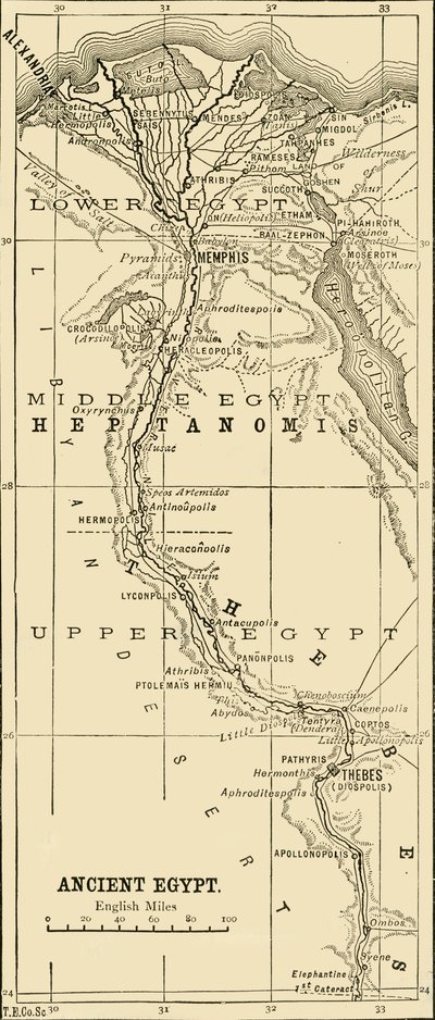 Map of Ancient Egypt, 1890 by Unbekannt