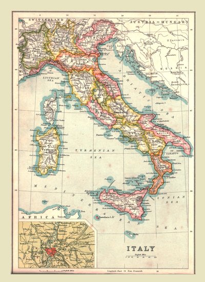 Map of Italy by Unbekannt