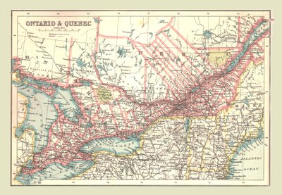 Map of Ontario and Quebec by Unbekannt