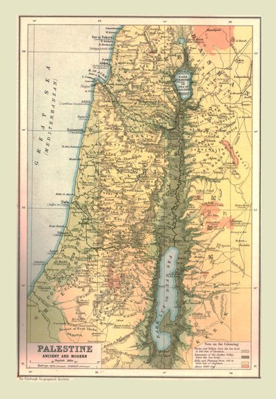 Map of Palestine, Ancient and Modern by Unbekannt