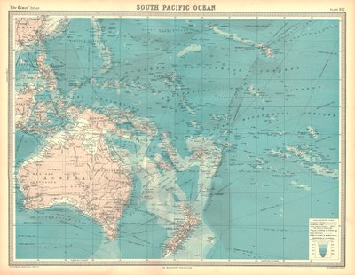 Map of the South Pacific Ocean by Unbekannt