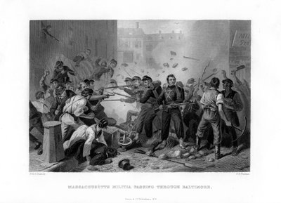 Massachusetts militia passing through Baltimore, 1861 by Unbekannt