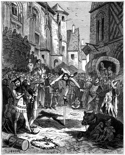 Medieval Acrobat and Street Entertainment by Unbekannt