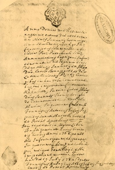 Napoleons birth certificate, 21 July 1771 by Unbekannt