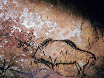 Neolithic cave-painting of a wounded bison by Unbekannt