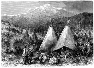 North America Indian encampment in Oklahoma by Unbekannt