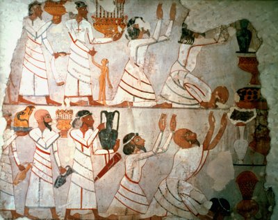 Offerings Scene, Wall Painting, Egyptian by Unbekannt