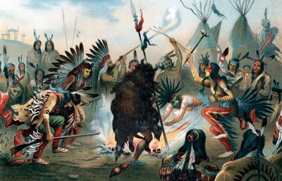 Oleograph of a Sioux War Dance by Unbekannt