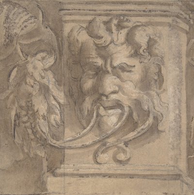 Ornamental Design with Antique-style Mask, 1550-1600 by Unbekannt