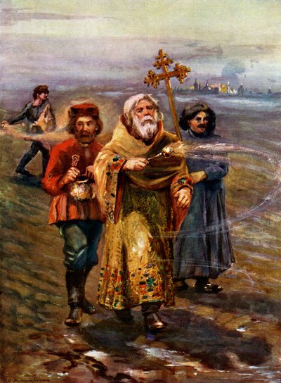Orthodox Priest Blessing the Soil, Russia by Unbekannt