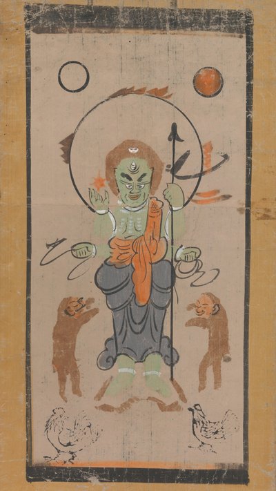 Otsu-e of Shomen Kongoyasha Vajrayaksha by Unbekannt