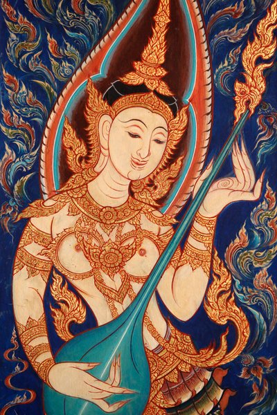 Painting showing an apsara playing music, Lecce, Italy by Unbekannt