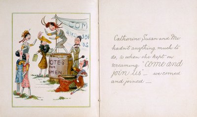 Peg dolls at a suffragette meeting by Unbekannt