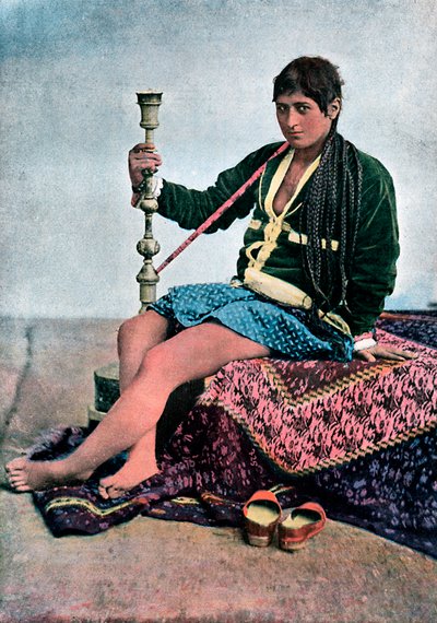 Persian woman smoking in Kalgan, c1890 by Unbekannt