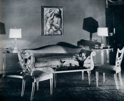 Plexiglas furniture in a 1940s interior by Unbekannt