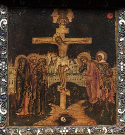 Portable Triptych Icon: The Crucifixion, 1600s by Unbekannt