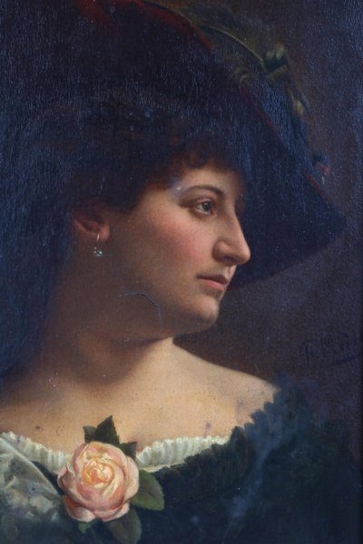Portrait of a Lady with Hat by Unbekannt