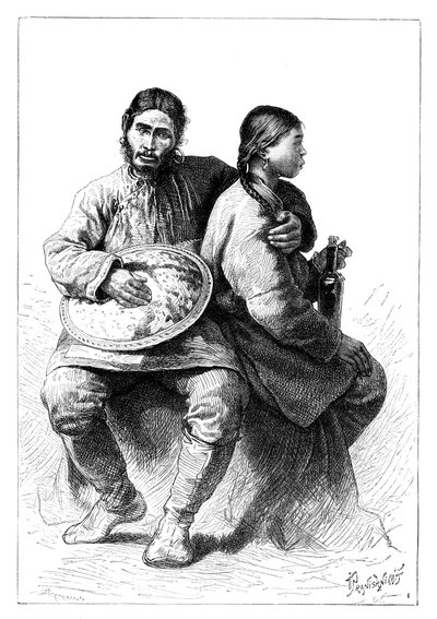 Portrait of a Gold Nanai Couple by Unbekannt