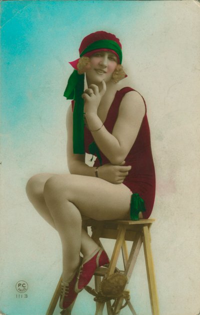 Postcard of a swimmer by Unbekannt