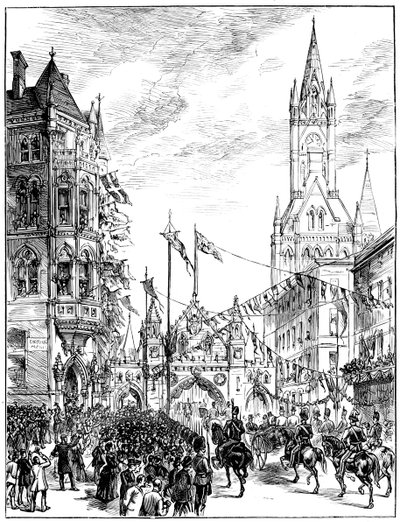 Procession Approaching the Town Hall, Manchester by Unbekannt