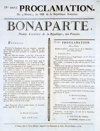 Proclamation of Napoleon as 1st Consul, 19th Century by Unbekannt