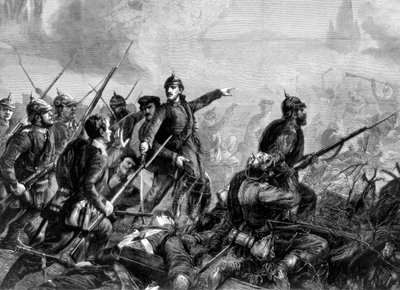Prussian Infantry at the Charge, Franco-Prussian War by Unbekannt