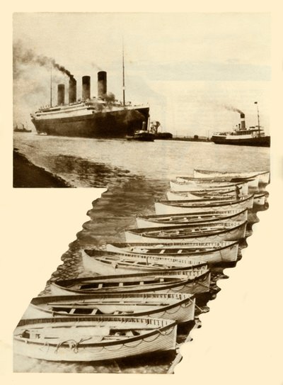 RMS Titanic and Lifeboats by Unbekannt