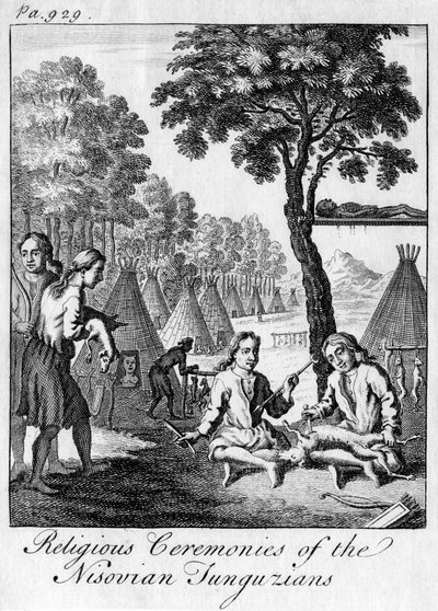 Religious Ceremonies of the Nisovian Tunguzians, c. 1748 by Unbekannt