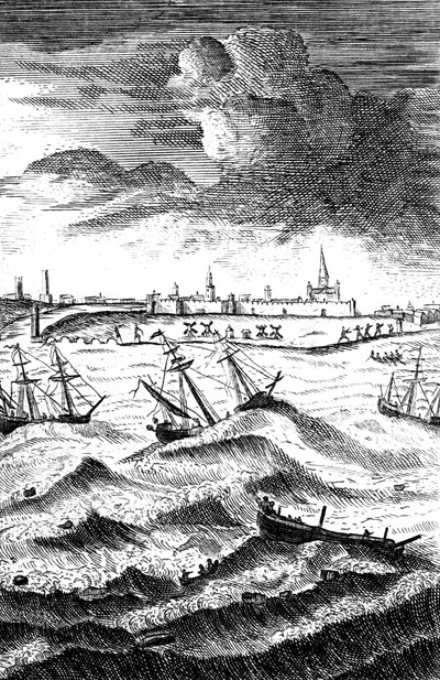 Robinson Crusoe Shipwrecked at Yarmouth, c1719 by Unbekannt
