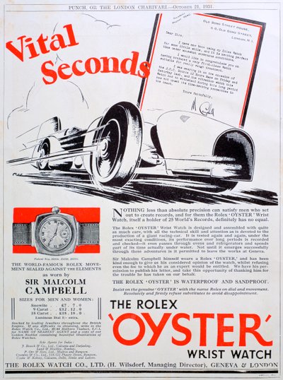 Rolex Oyster Wristwatch Advert by Unbekannt