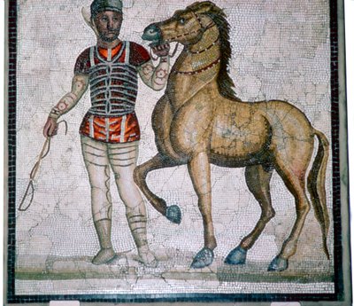 Roman mosaic of a charioteer with horse by Unbekannt