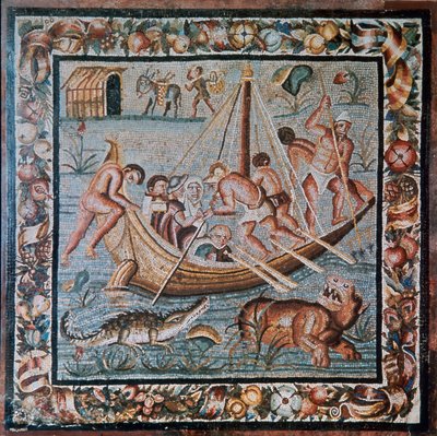 Roman mosaic of a ferry-boat by Unbekannt