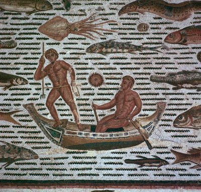 Roman Mosaic of Men Fishing by Unbekannt