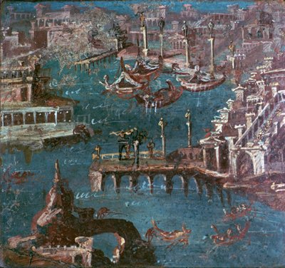 Roman Wall-Painting of a Harbour Scene by Unbekannt