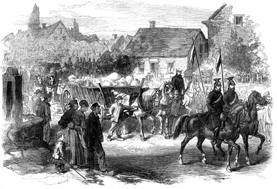 Russian lancers bringing in provisions, 1870 by Unbekannt