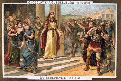 Saint Genevieve and Attila, c.451 AD, 19th century by Unbekannt